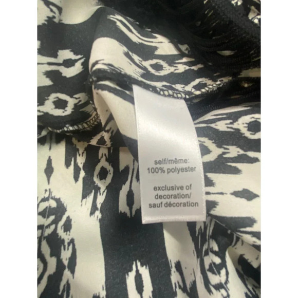 Studio Y Black and White Open Front Cardigan with Fringe - Picture 2 of 7